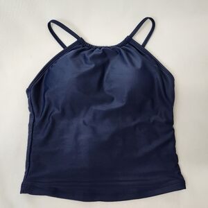 Janela Bay Tankini Top Swim Top Navy Blue Juniors XS Adjustable Straps